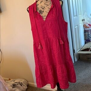 J. Crew Factory Vibrant Pink Midi Dress